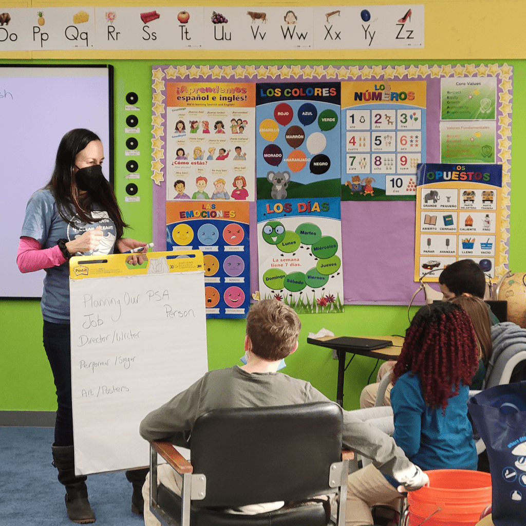 School to Sea educator during a 21st century program at Bentley school in Salem, Massachusetts