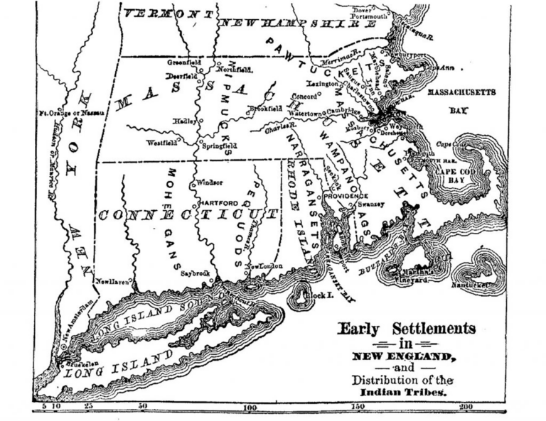 Map of living tribal lands and early settlements and t