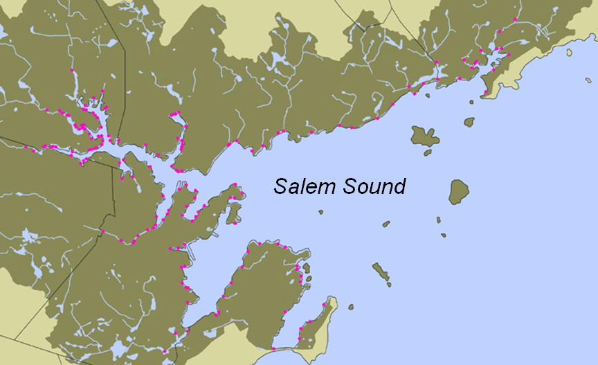 Map of outfalls across Salem Sound