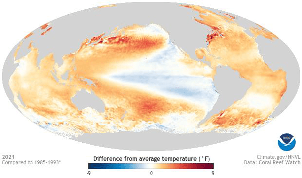 Map of global surface temperatures.