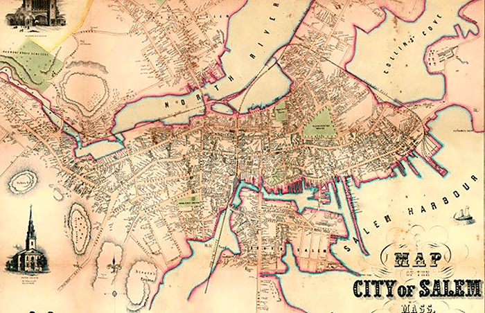 Old Map of Salem Sound North and South Rivers.